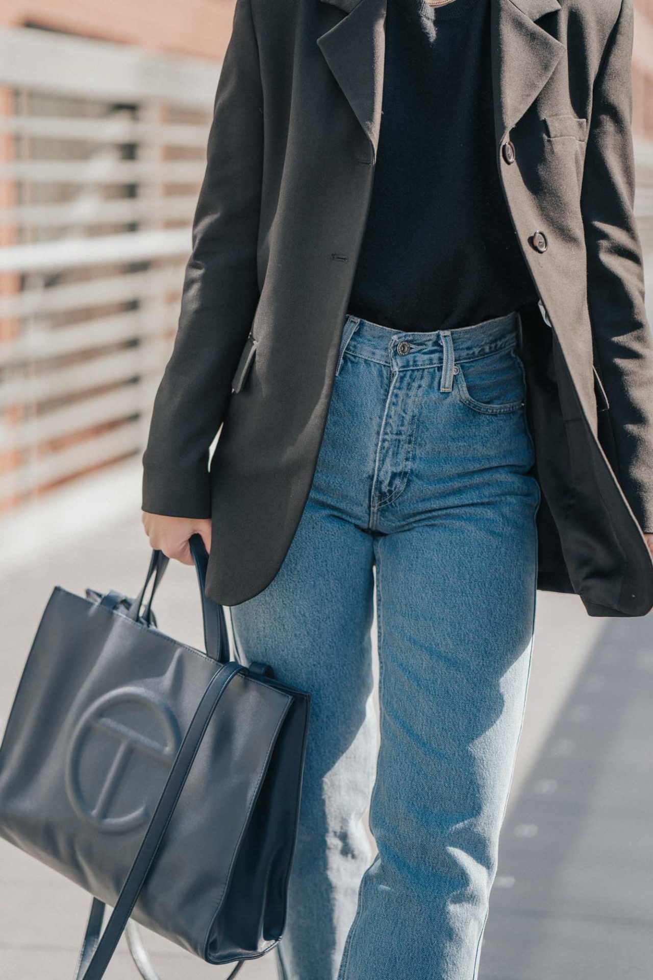 Telfar Medium Navy Shopping Bag Review How To Style Ways Style