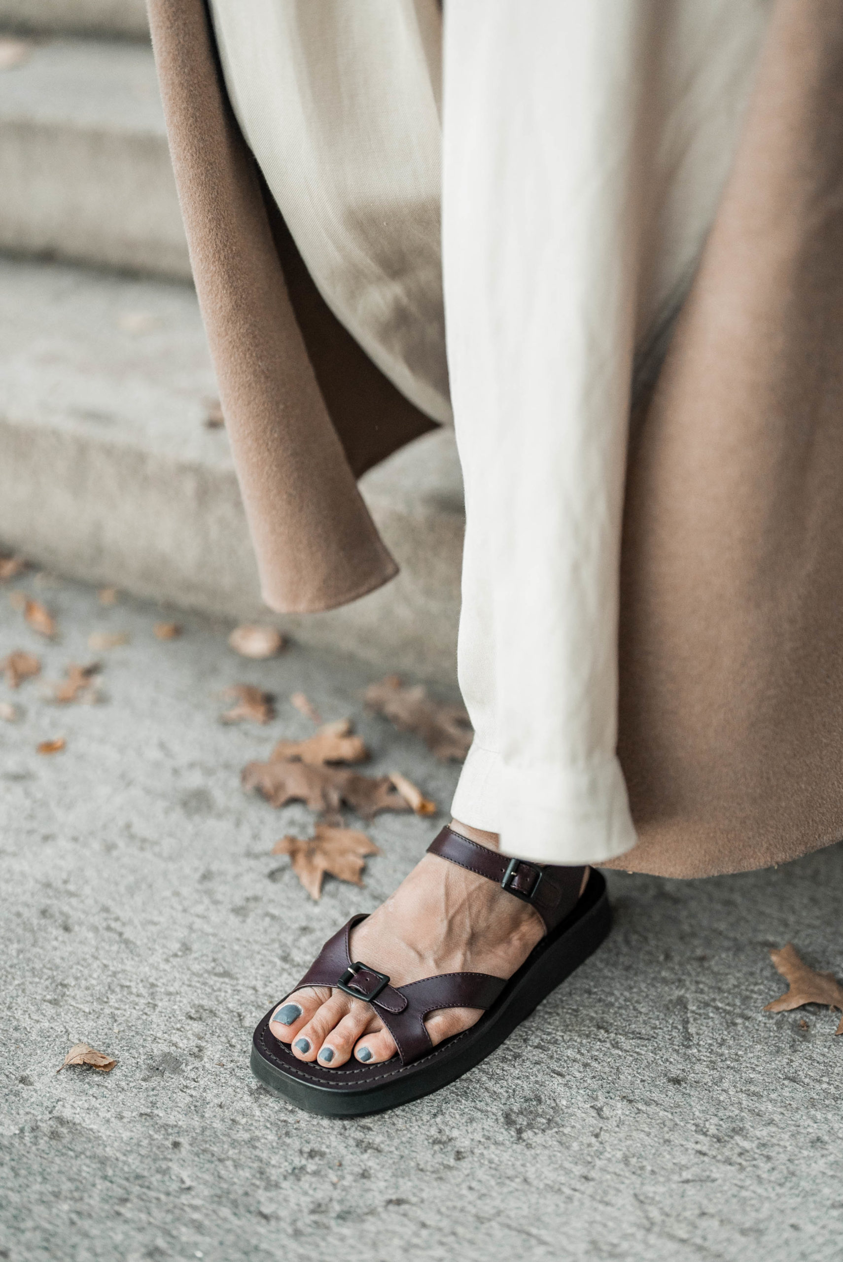 Style-Senses_An-Trieu_Central-Park-the row geri sandals COS wool coat trousers