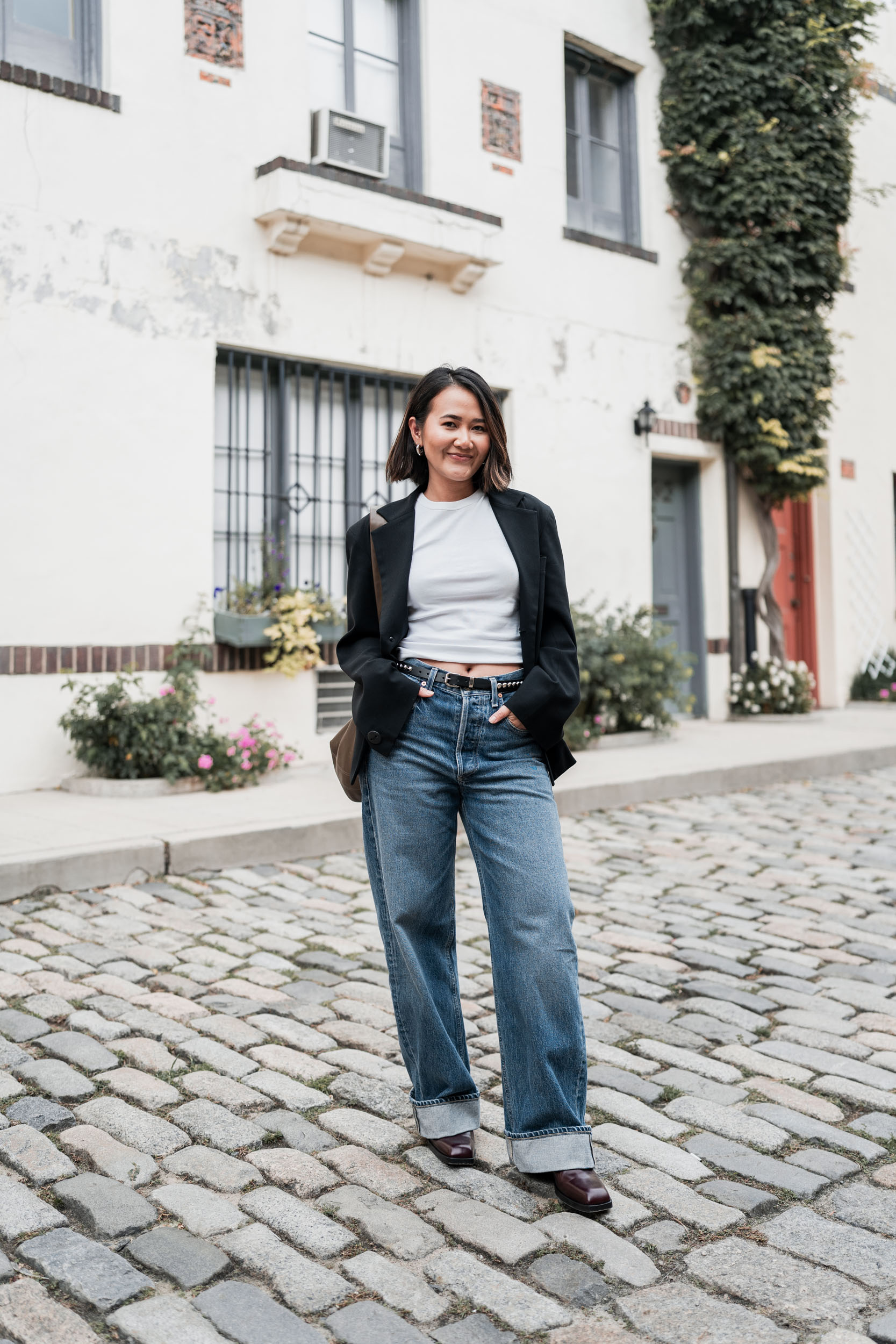 NYC Khaite Lemaire croissant bag etsy Studded Belt Citizens of Humanity ayla jeans flore flore yohji yamamoto blazer