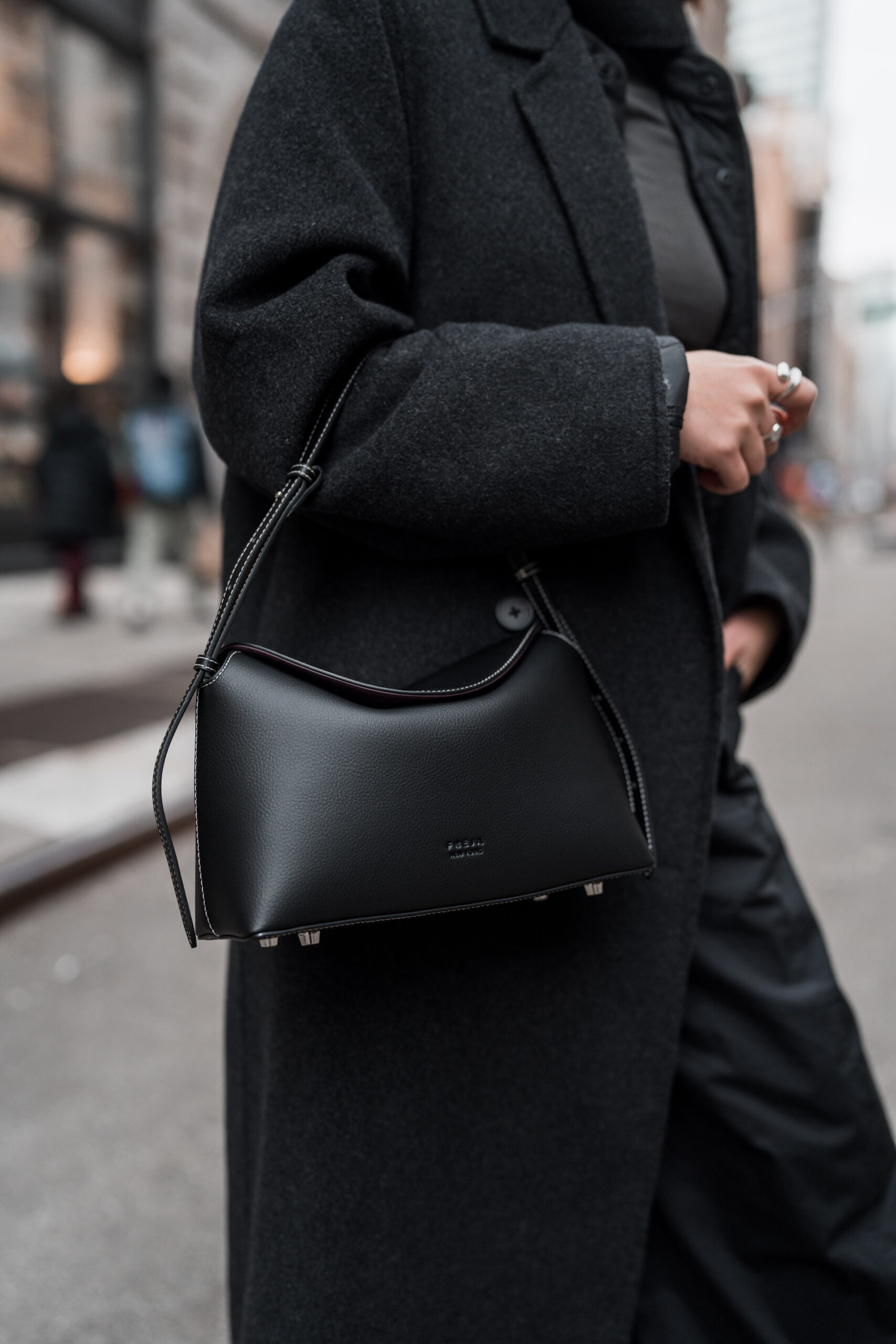 style and senses an trieu nyc freja hudson black bag mango coat