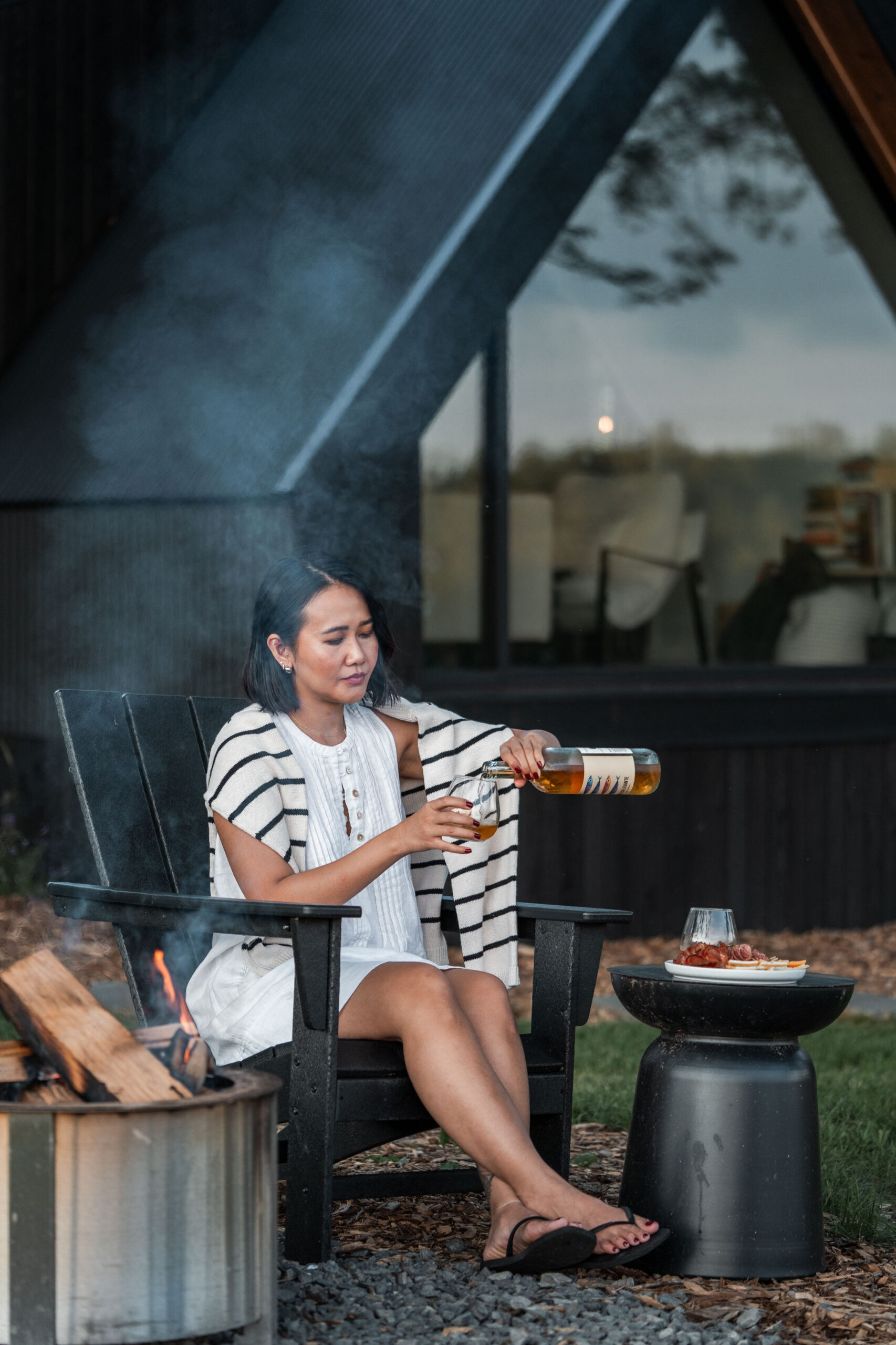 StyleSenses AnTrieu Zook Cabins Pennsylvania an's list nyc brooklyn a frame cabin wood fired hot tub campfire summer 2025 glamping nature road trip city getaway somerset campground COS balconette bikini charcuterie board orange wine natural wine